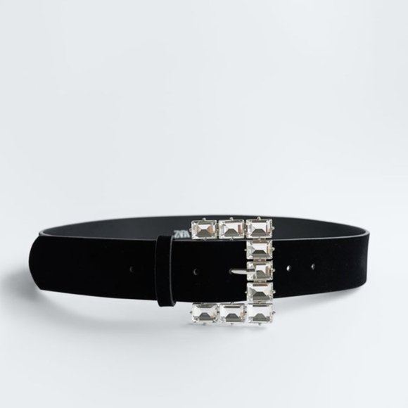 ZARA Belt With Bejeweled Buckle JEWEL BUCKLE BELT - Black | ZARA Australia main image 3